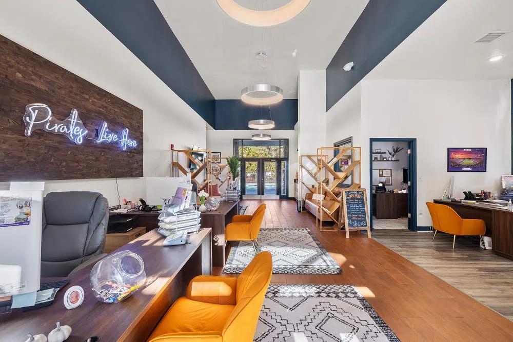 furnished pet friendly student apartments near ECU greenville nc lobby at The Horizon